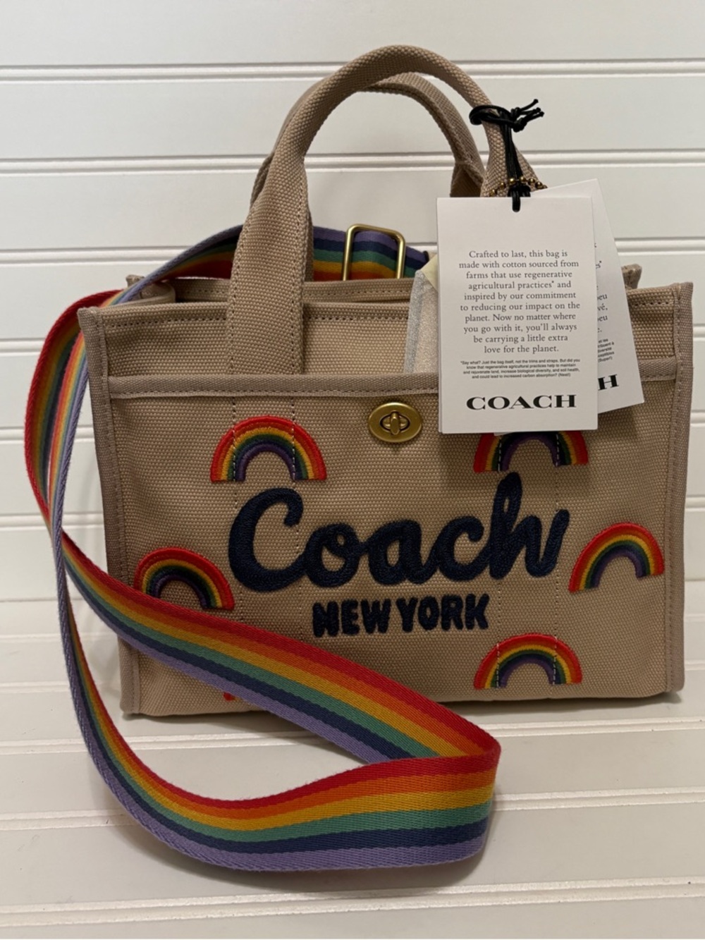 COACH Rainbow Cargo Tote Shoulder Bag 26 Small Crossbody Strap Satchel Tote NEW